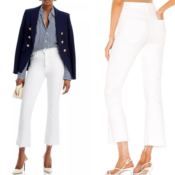 MOTHER Denim - Like New MOTHER The Hustler Ankle Fray White Jeans Fairest Of Them All Size: 28